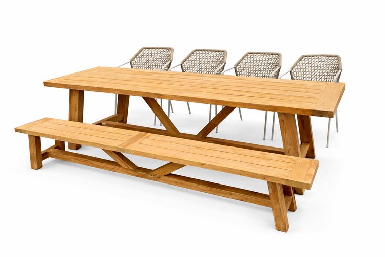 Barths Burano/Teguh 260 cm 6-delige dining tuinset met bank