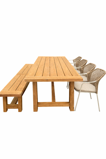 Barths Burano/Teguh 260 cm 6-delige dining tuinset met bank