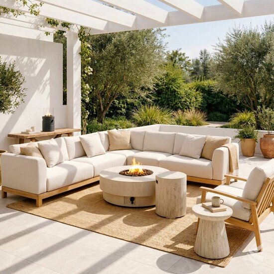 Happy Cocooning estate tafel &Oslash;105 cm travertine