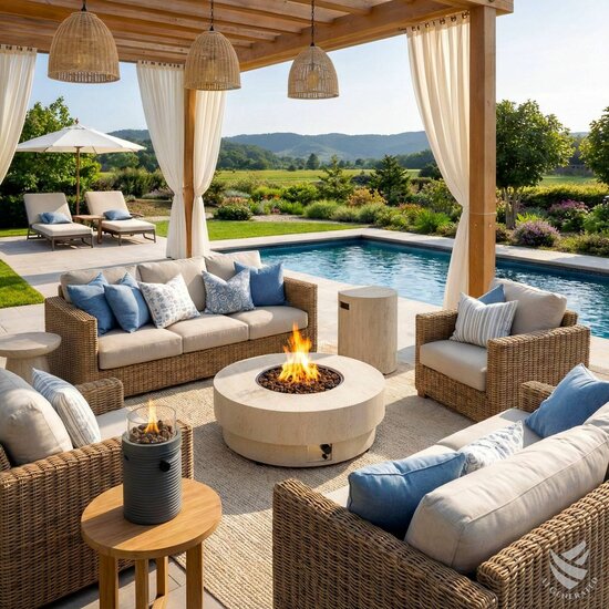 Happy Cocooning estate tafel &Oslash;105 cm travertine