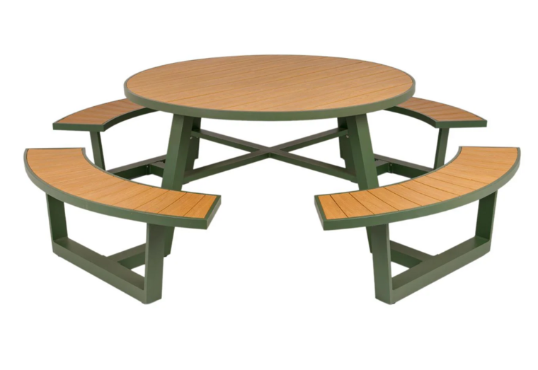 MaximaVida ronde aluminium picknicktafel Bermuda &Oslash;250cm - Olijfgroen