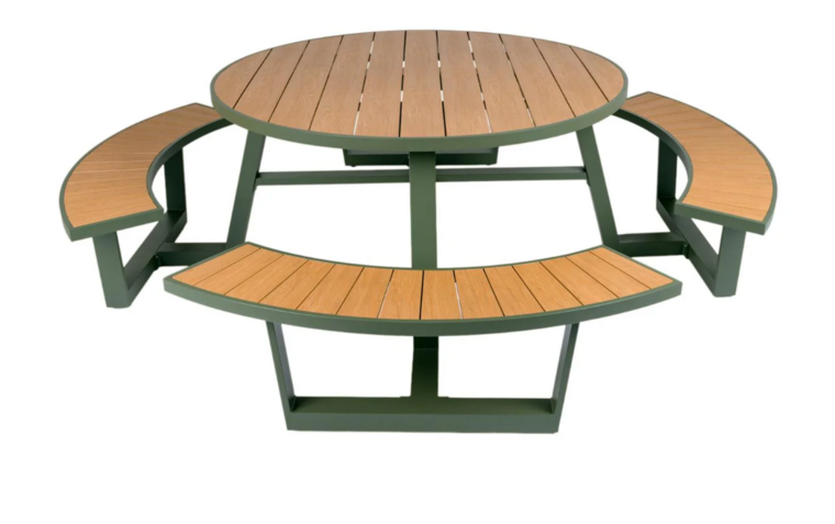 MaximaVida ronde aluminium picknicktafel Bermuda &Oslash;250cm - Olijfgroen