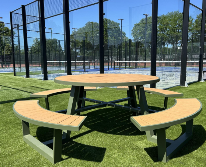 MaximaVida ronde aluminium picknicktafel Bermuda &Oslash;250cm - Olijfgroen