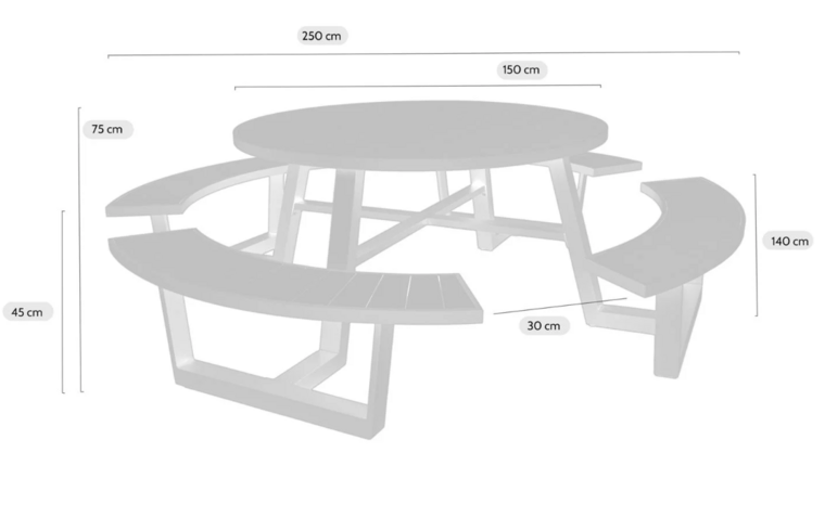 MaximaVida ronde aluminium picknicktafel Bermuda &Oslash;250cm - Olijfgroen