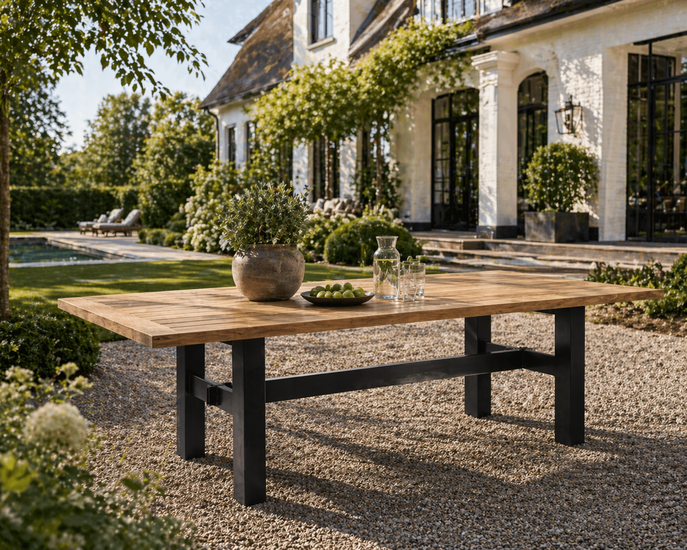 Hartman Yasmani 240x100x76cm dining tuintafel -Natural teak - Carbon black
