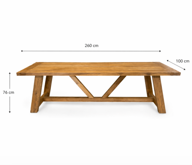 Reteak Teguh dining tuintafel 260x100 cm