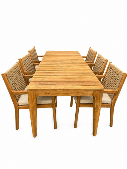 Reteak Johan/Bandung 220cm 7-delige dining tuinset 