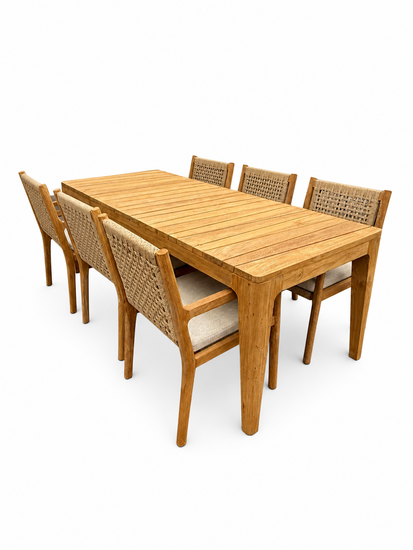 Reteak Johan/Bandung 220cm 7-delige dining tuinset 