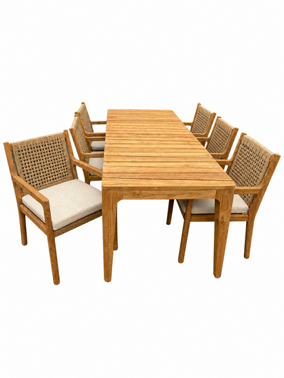 Reteak Johan/Bandung 220cm 7-delige dining tuinset 