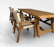 Timbra Wierna / Teguh 260 cm 5-delige dining tuinset met picknickbank