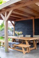 Timbra Wierna / Teguh 260 cm 5-delige dining tuinset met picknickbank