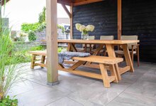 Timbra Wierna / Teguh 260 cm 5-delige dining tuinset met picknickbank