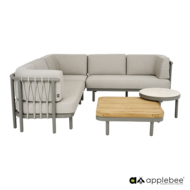 Apple Bee Maui 5-delige loungeset - taupe - rope midgrey (incl. Bee Wett cushion Smoked Grey)