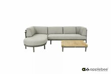 Apple Bee Maui 3-delige loungeset chaise lounge rechts - taupe - rope midgrey (incl. Bee Wett cushion Smoked Grey)
