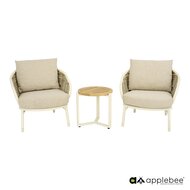 Apple Bee Pine key 3-delige lounge balkonset - Oyster - (incl. Bee Wett cushion Cotton Flower)