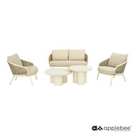 Apple Bee Pine key 5-delige loungeset 135 cm tonga - Oyster - (incl. Bee Wett cushion Cotton Flower)
