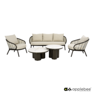 Apple Bee Pine key 5-delige loungeset 190 cm tonga - Bronze - (incl. Bee Wett cushion Nature)