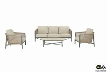 Apple Bee Bora Bora 4-delige loungeset - Taupe - rope weave Oak (incl. Bee Wett cushion Natural Oak)