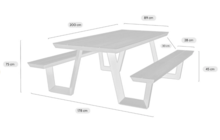 MaximaVida aluminium picknicktafel Bermuda 200cm - Zwart