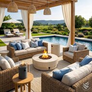 Happy Cocooning estate tafel &Oslash;105 cm travertine