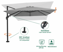Siena Garden Fagus N+ zweefparasol 300x300cm antraciet - incl. verrijdbare betonvoet 90kg