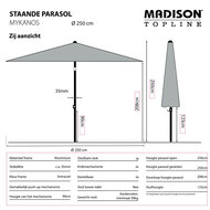 Madison Mykanos push-up parasol &Oslash;250 cm - Ecru (excl. voet)