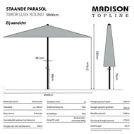 Madison Timor Luxe stokparasol &Oslash;400 cm &ndash; Ecru (excl. voet)