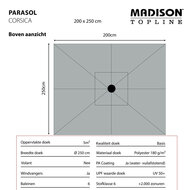 Madison Corsica Push-up stokparasol 200 &times; 250 cm &ndash; Grey (excl. voet)