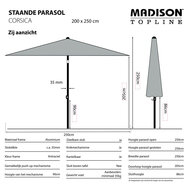 Madison Corsica Push-up stokparasol 200 &times; 250 cm &ndash; Taupe (excl. voet)