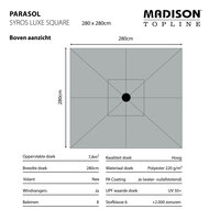 Madison Syros Luxe stokparasol 280x280 cm &ndash; Ecru (excl. voet)